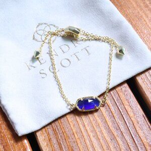 Kendra Scott Elaina Gold Cobalt Cat's Eye Adjustable Chain Bracelet fashion